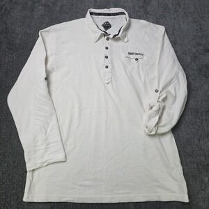 Blanc Du Nil Saint Tropez Shirt Mens XXL 2XL White Popover Cotton Roll Tab